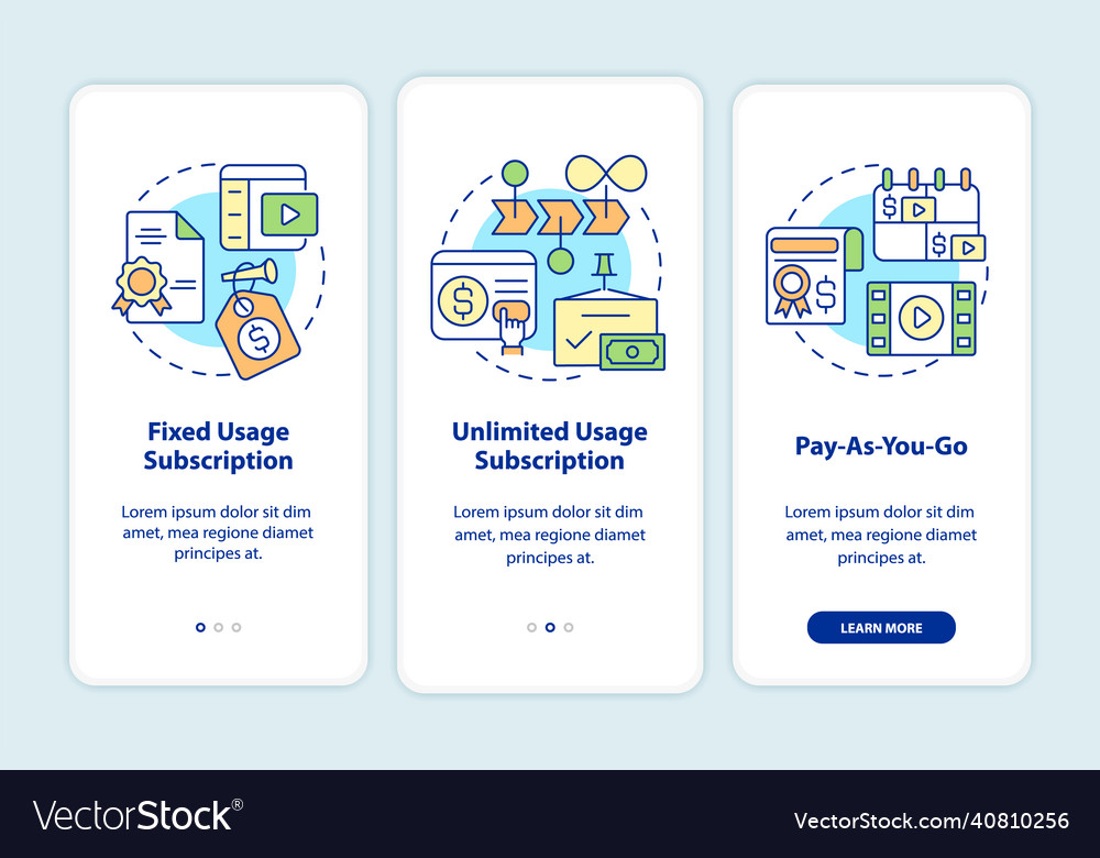 Types of subscription onboarding mobile app screen