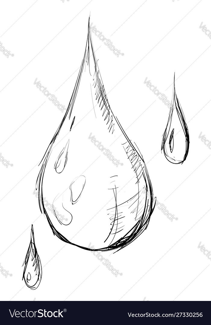 Water drop drawing on white background Royalty Free Vector