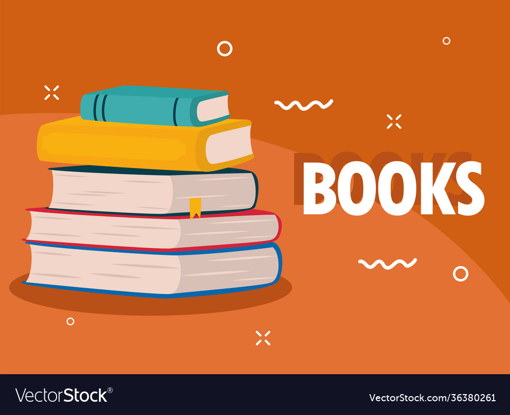 Closed education books on orange background Vector Image