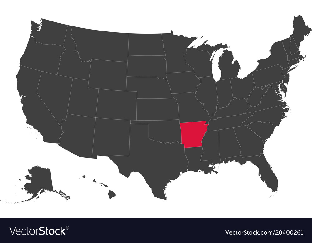 Arkansas In The Us Map Map Of Usa - Arkansas Royalty Free Vector Image