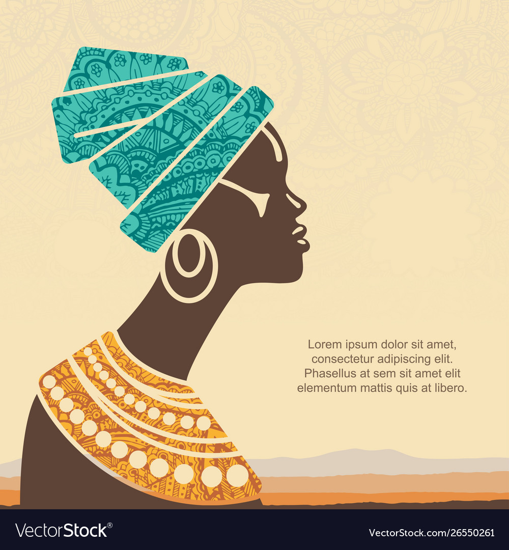 Portrait Beautiful African Woman In Royalty Free Vector