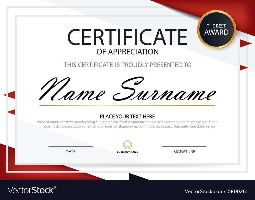 Red elegance horizontal certificate template Vector Image