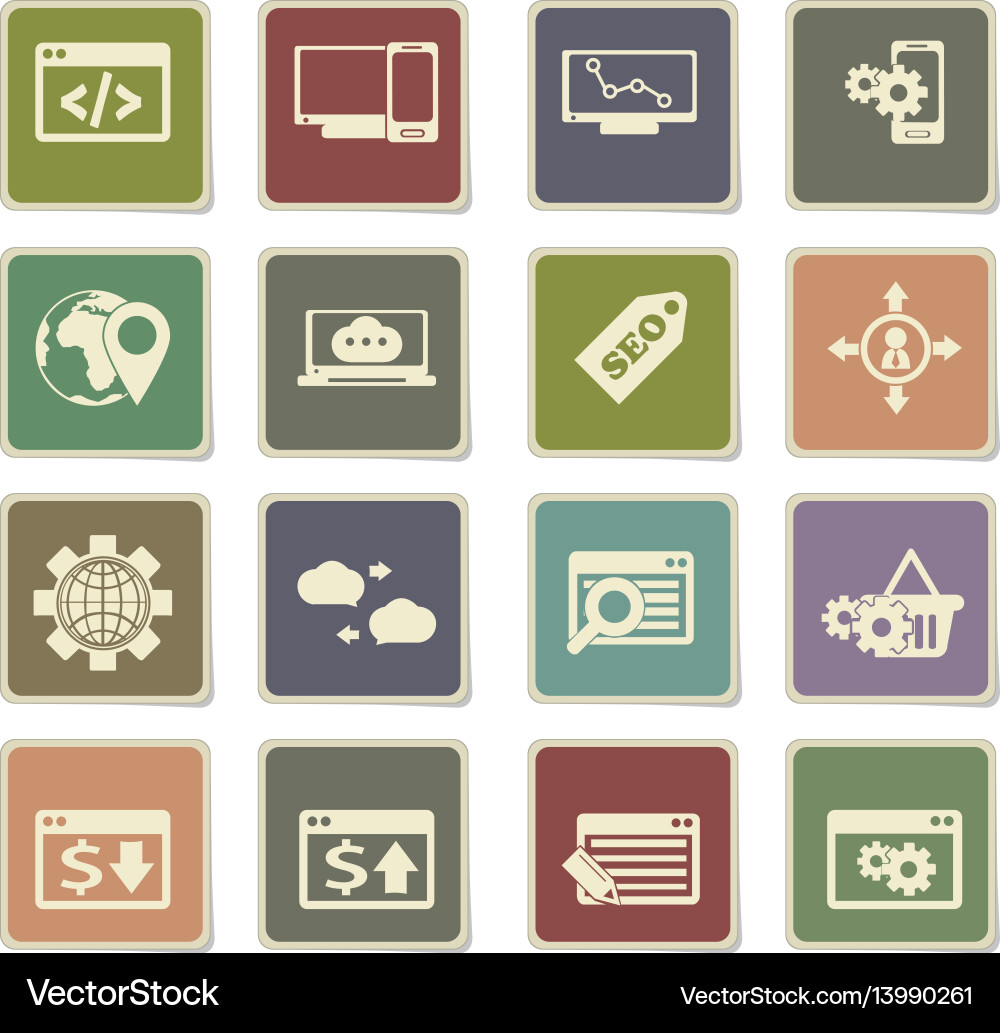 Seo icon set Royalty Free Vector Image - VectorStock