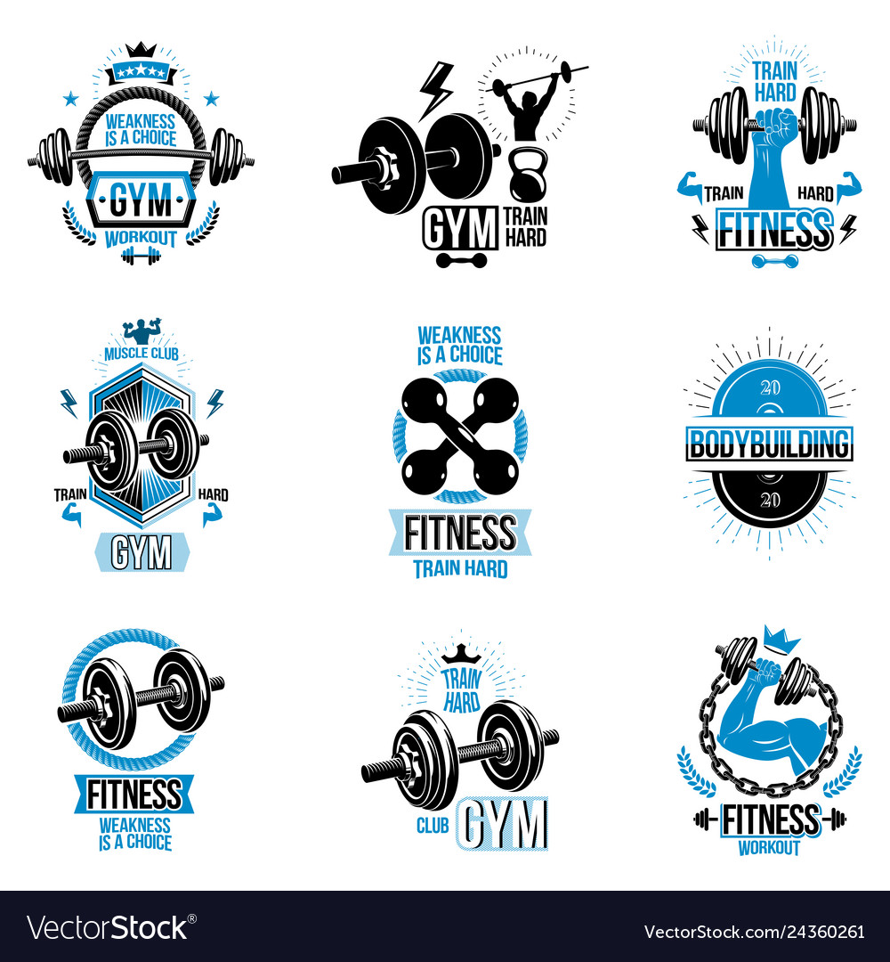 Set of cross fit and fitness theme emblems Vector Image