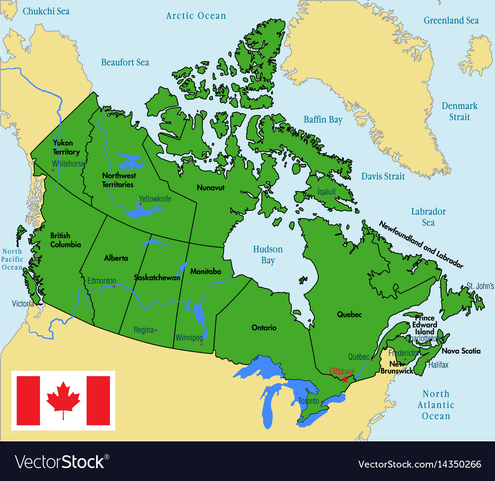 A Map Of Canada With Provinces And Capitals World Maps New Canada Map   Canada Map With Regions And Their Capitals Vector 14350266 