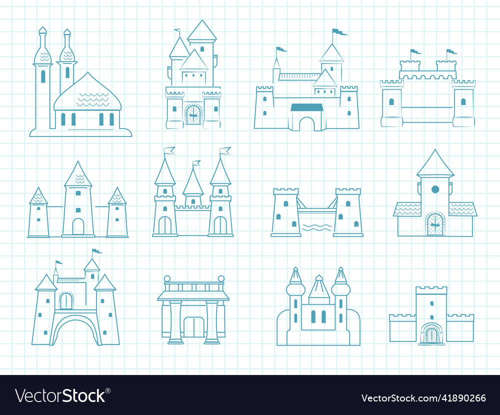 Drawn castles gothic medieval royal architectural Vector Image