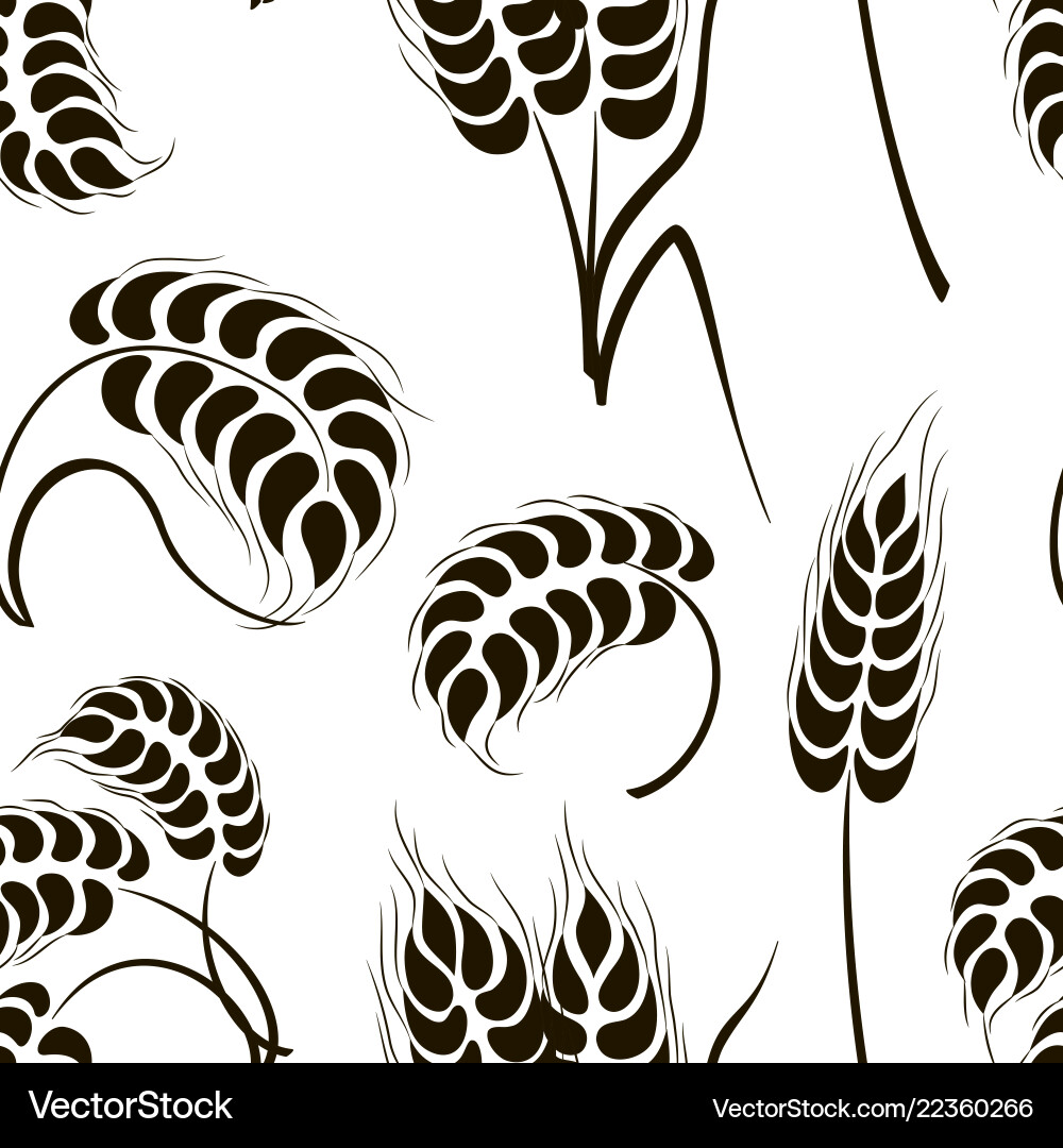 Set simple wheats ears icons pattern Royalty Free Vector