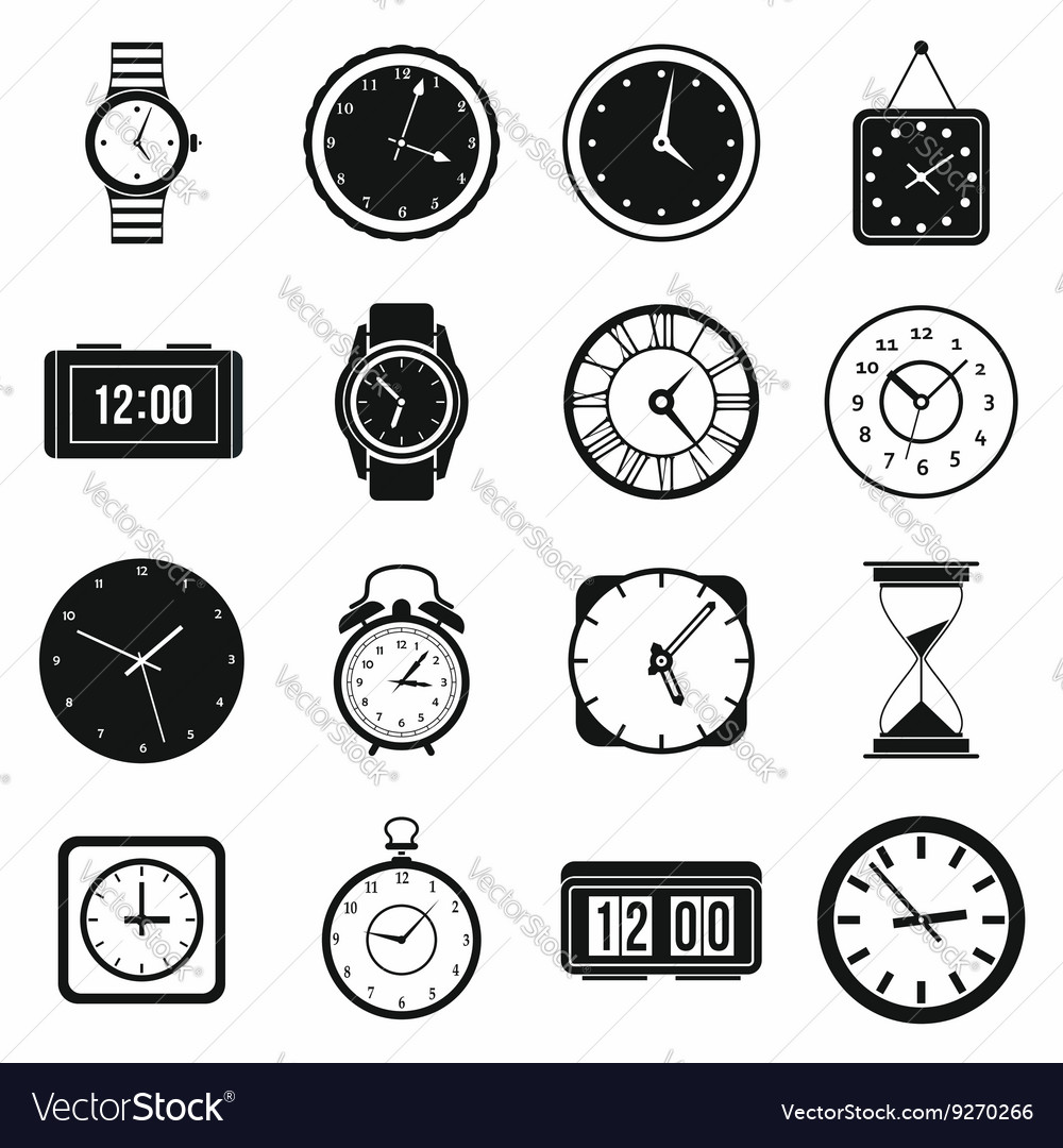 Time and clock icons set Royalty Free Vector Image