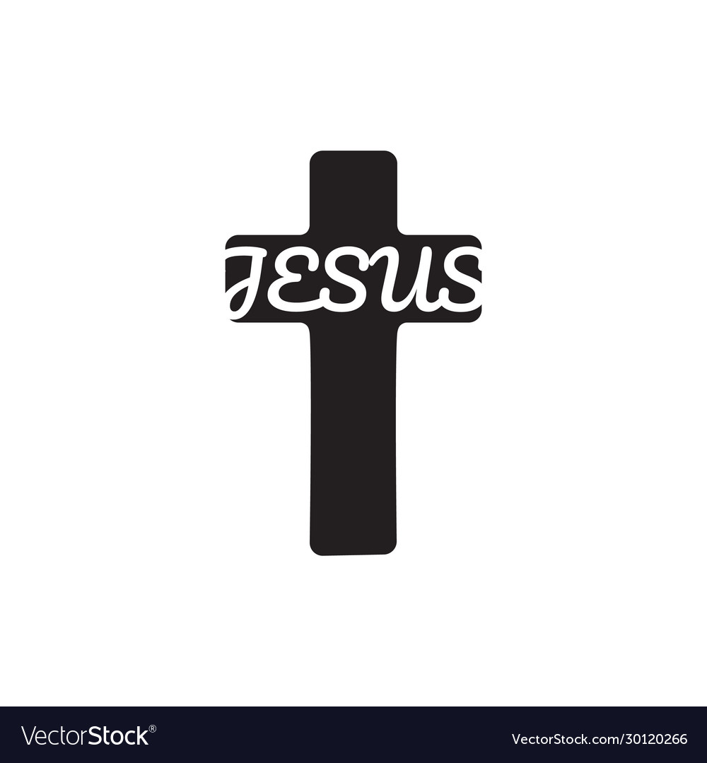 Word Jesus In Cross Shape Christian Symbol Stock Vector Image