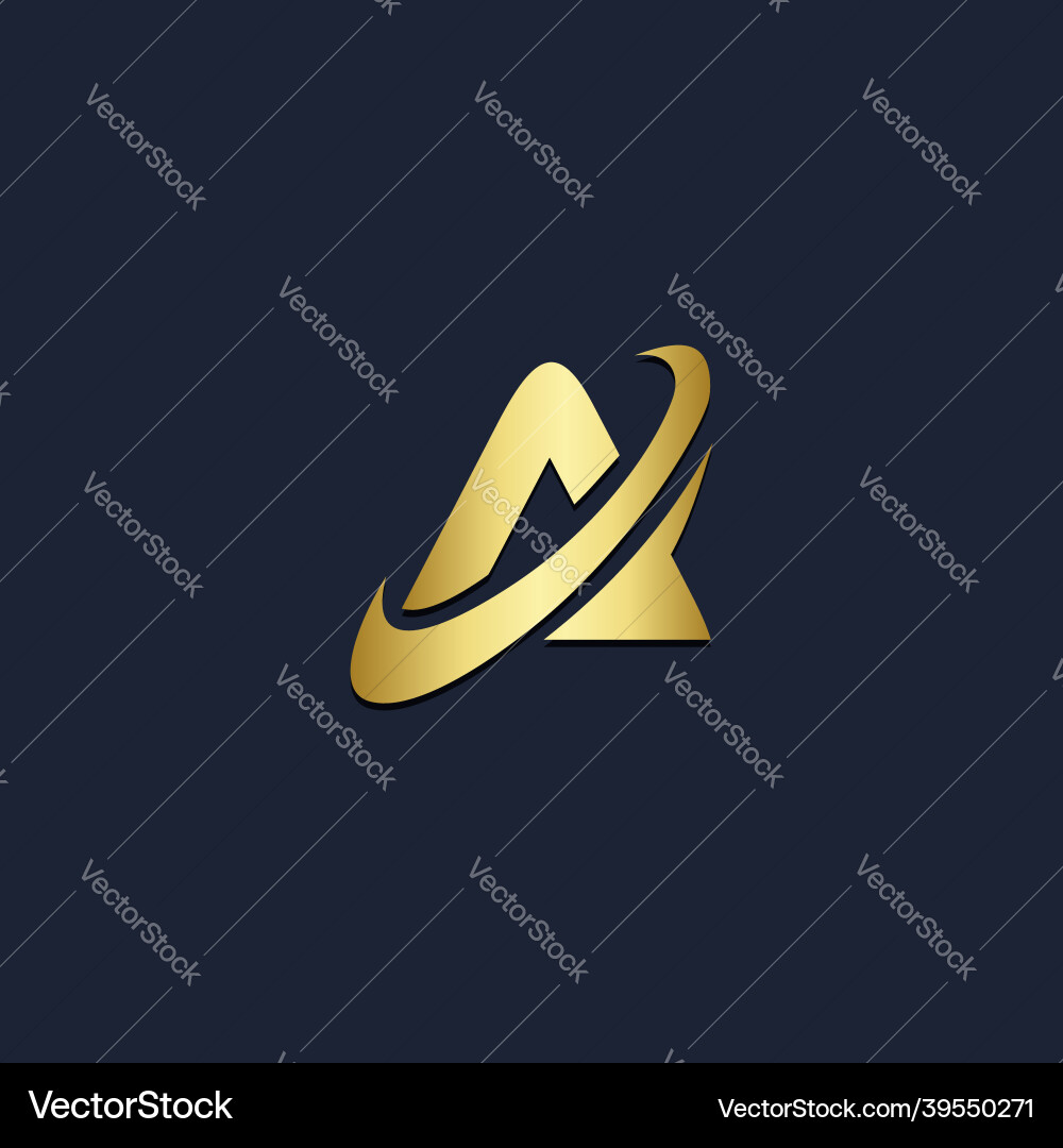 A initial triangle monogram gold logo Royalty Free Vector