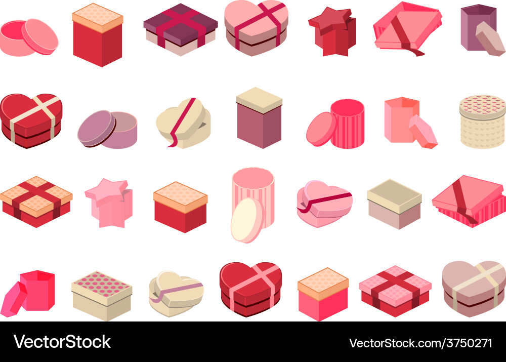 Different gift boxes isolated on white Royalty Free Vector