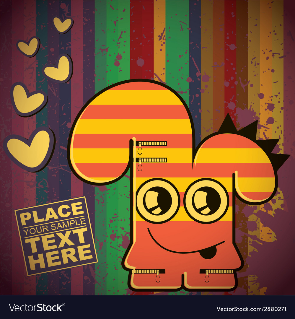Monster on retro background Royalty Free Vector Image