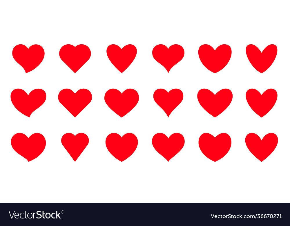 Red heart love valentine romantic health flat set vector image Red heart love valentine romantic health flat set
