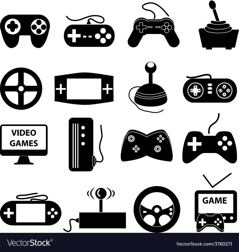 Video games icons set Royalty Free Vector Image, royalty video games 