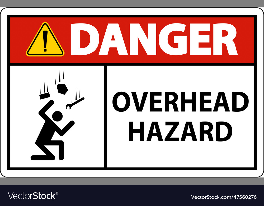 Danger Overhead Hazard Sign On White Background Vector Image