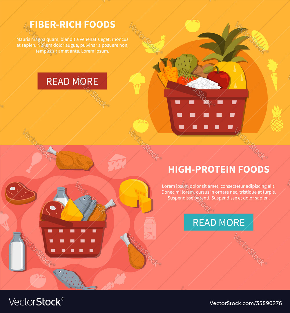 Food Supermarket Horizontal Banners Royalty Free Vector