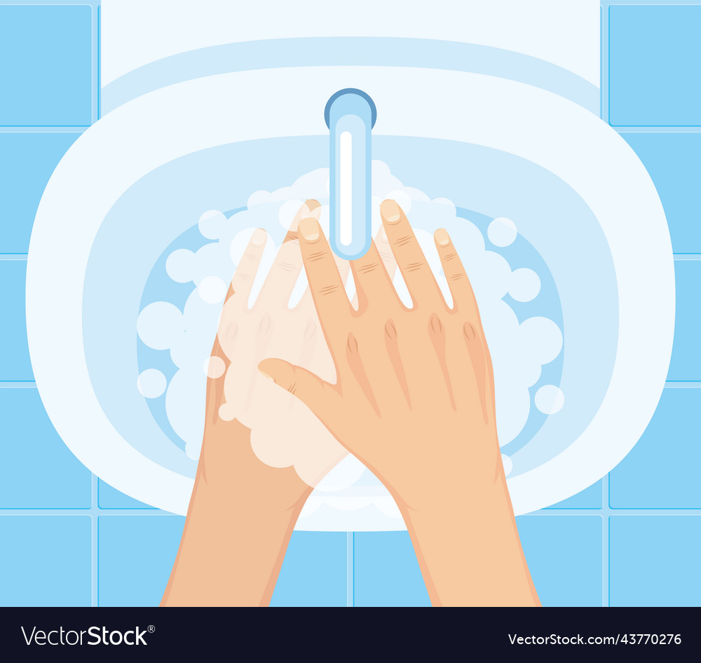 Hands washing in washbasin Royalty Free Vector Image