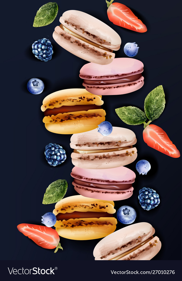 Macaroons watercolor vintage pattern desserts