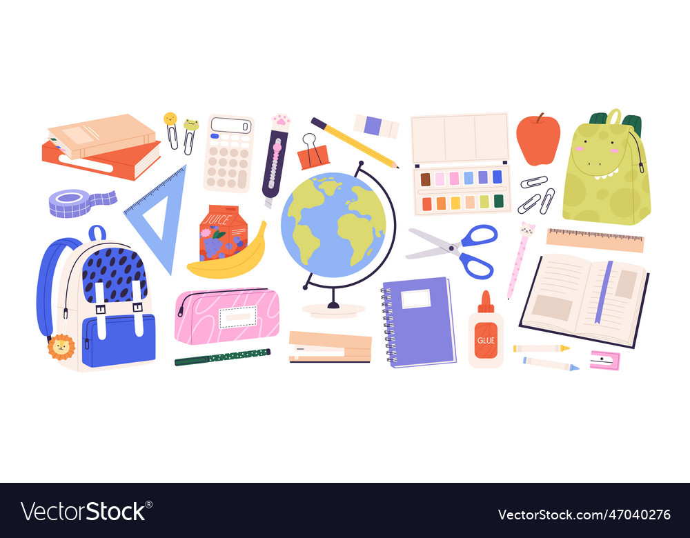 School accessories and tools stationery