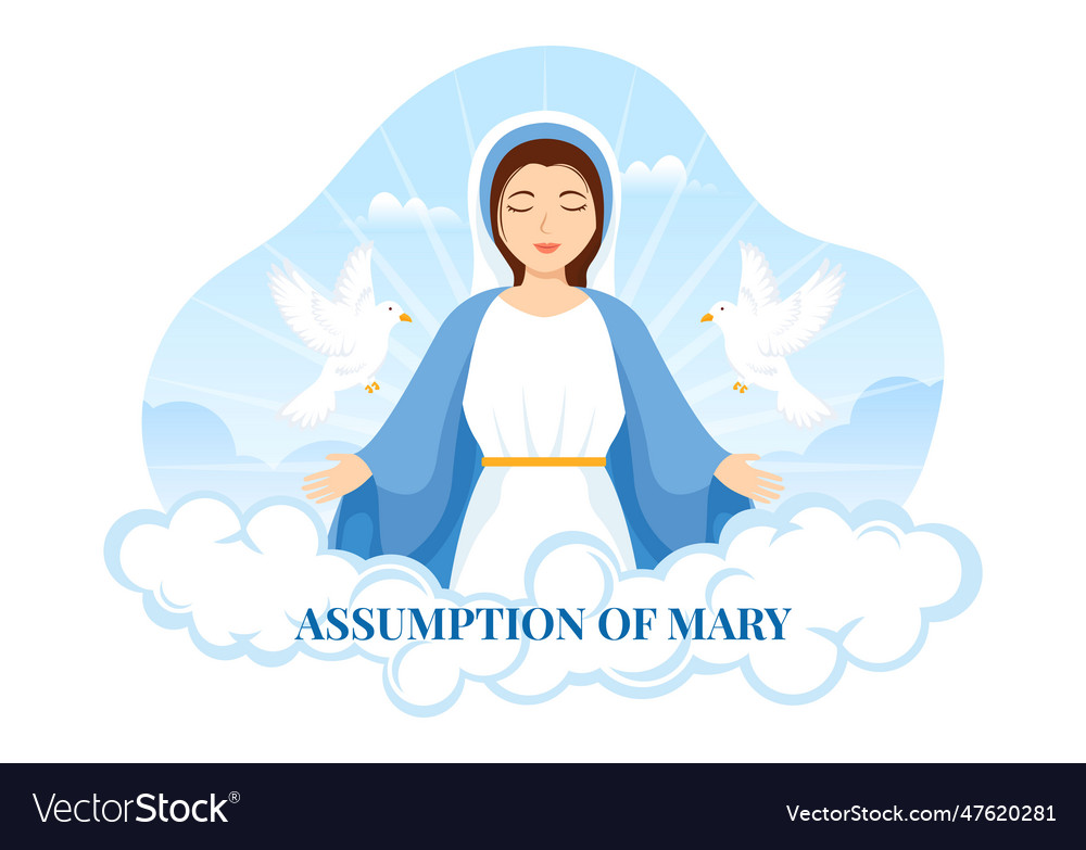 Assumption of mary with feast of the blessed Vector Image