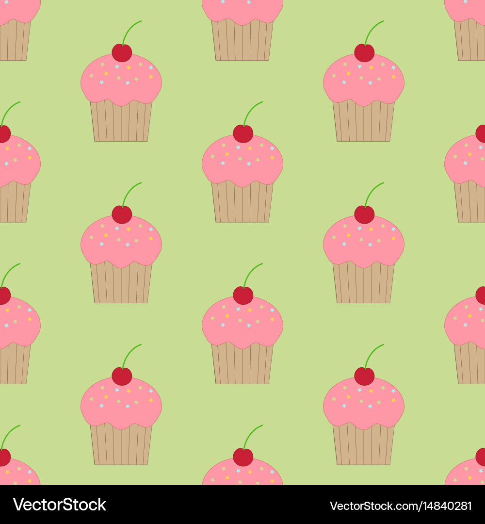 Cupcake seamless pattern Royalty Free Vector Image