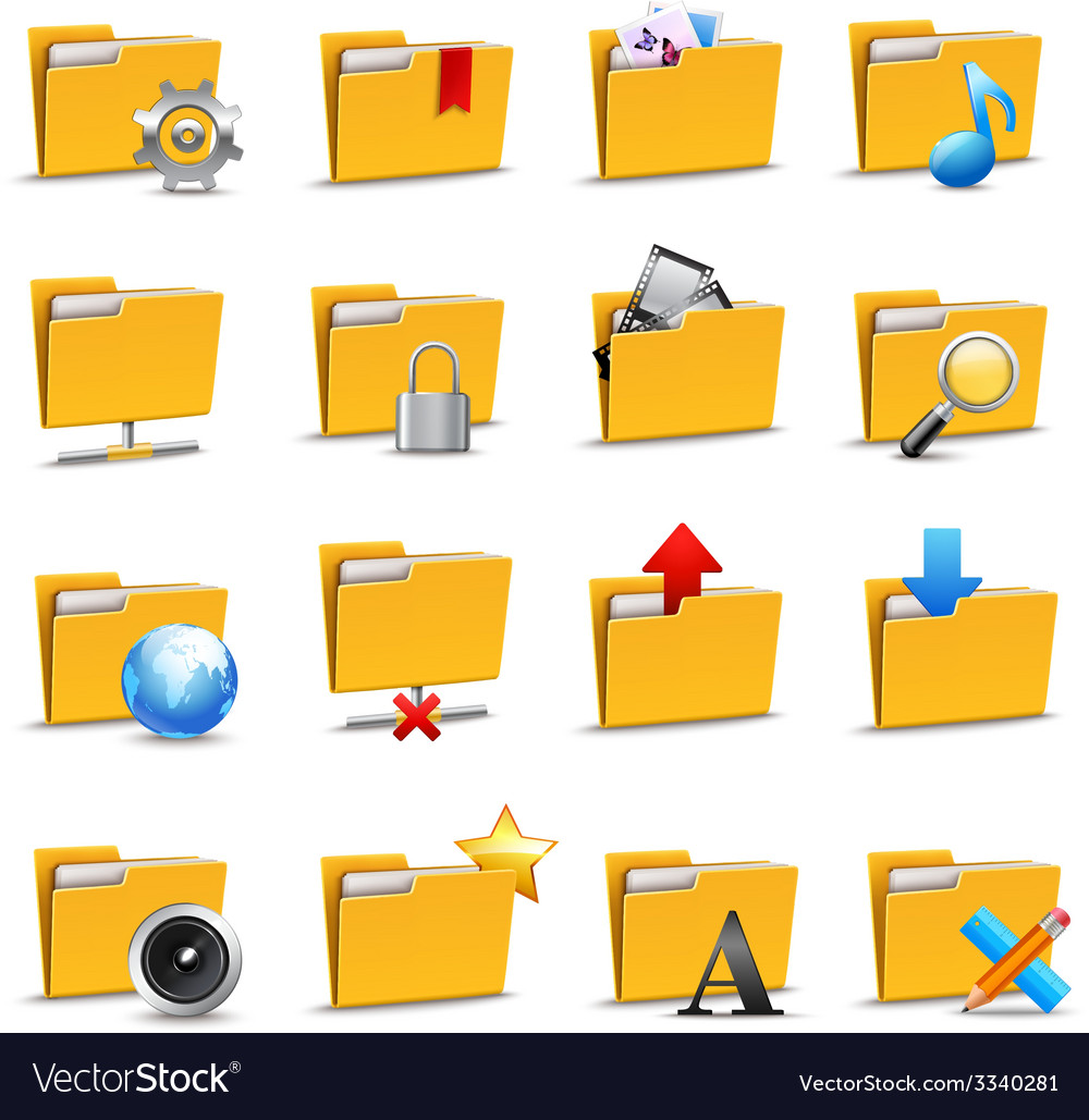 Folders icons set Royalty Free Vector Image - VectorStock