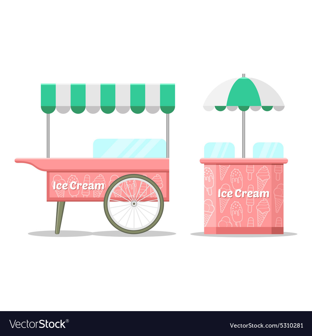 Ice cream colorful cart Royalty Free Vector Image