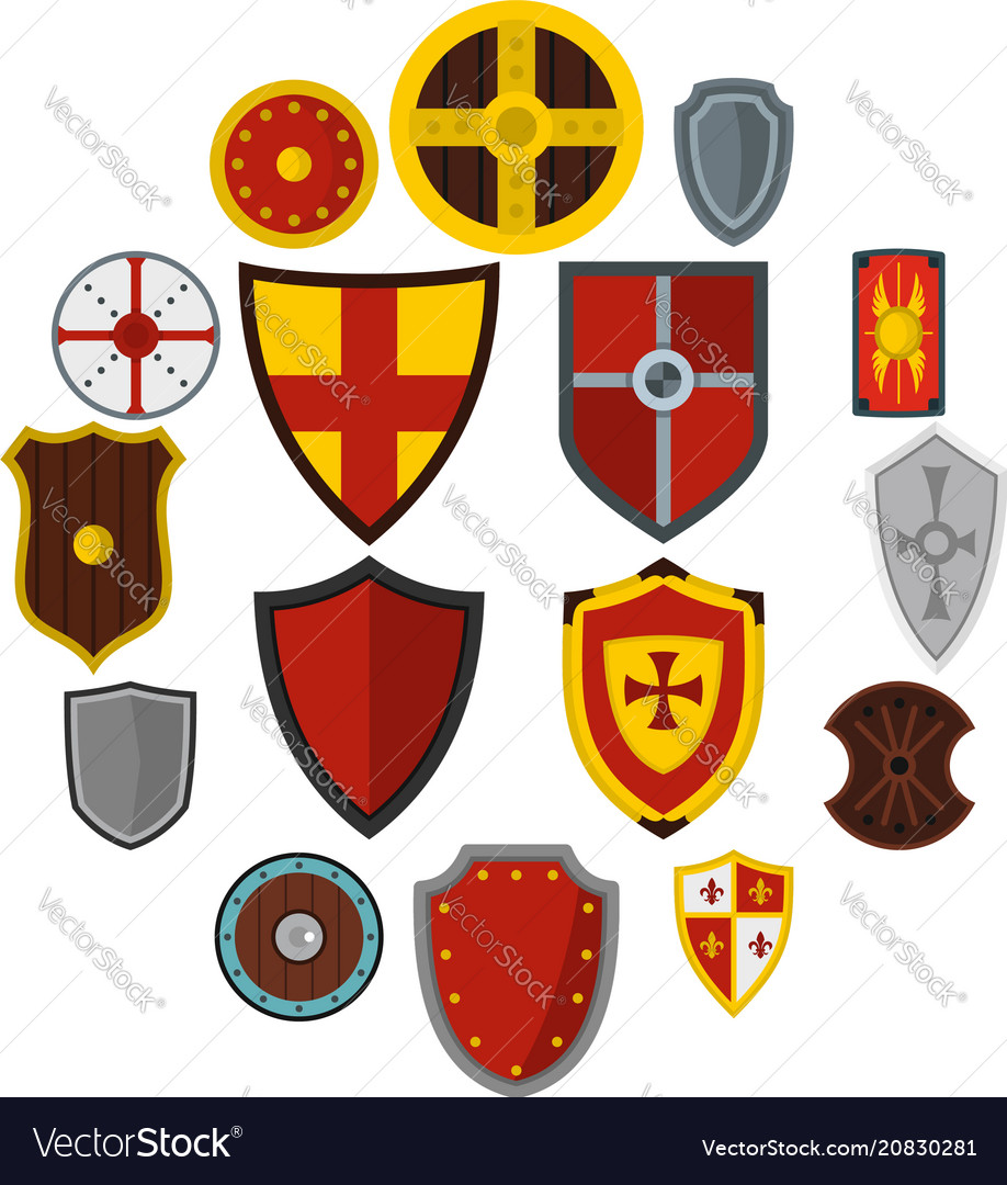 Shield frames set flat icons Royalty Free Vector Image