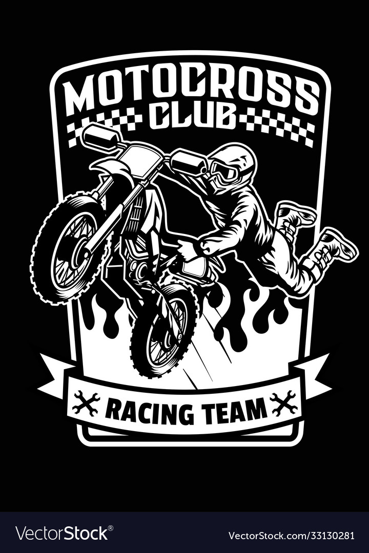 Shirt design racer or motorcross sport Royalty Free Vector