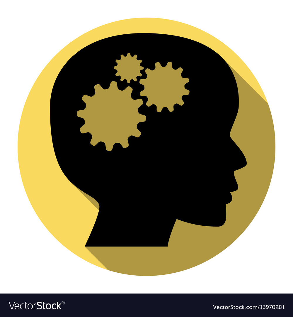 Thinking head sign flat black icon Royalty Free Vector Image