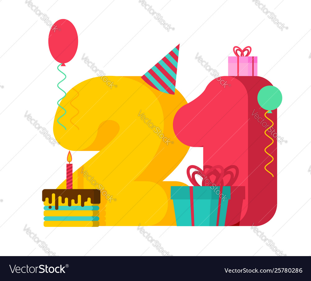 21 Year Birthday Sign 21th Template Greeting Card Vector Image