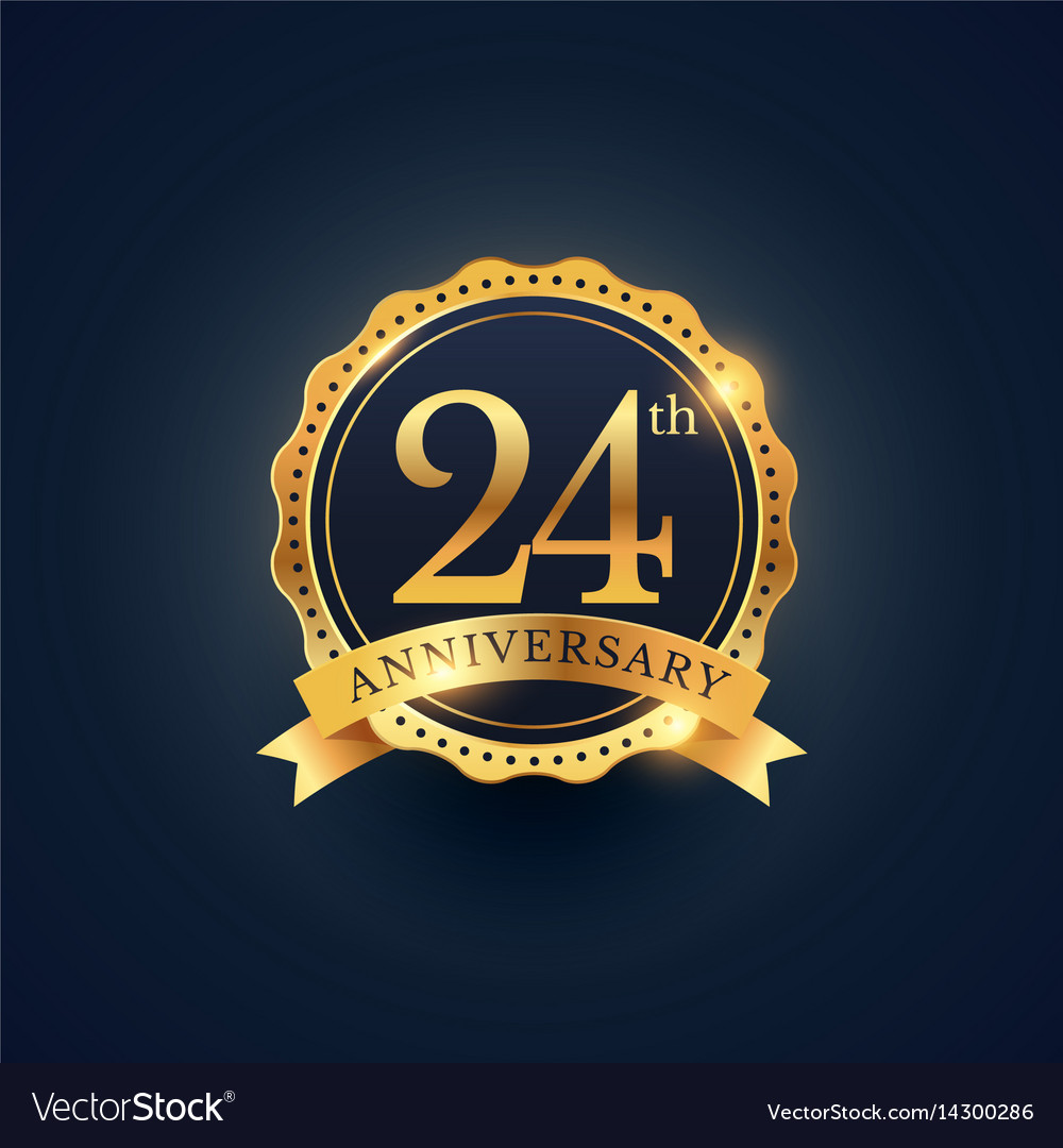 24th Anniversary Celebration Badge Label Vector Image