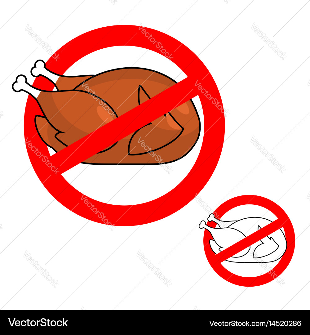 Ban roasted chicken prohibited fried food red Vector Image