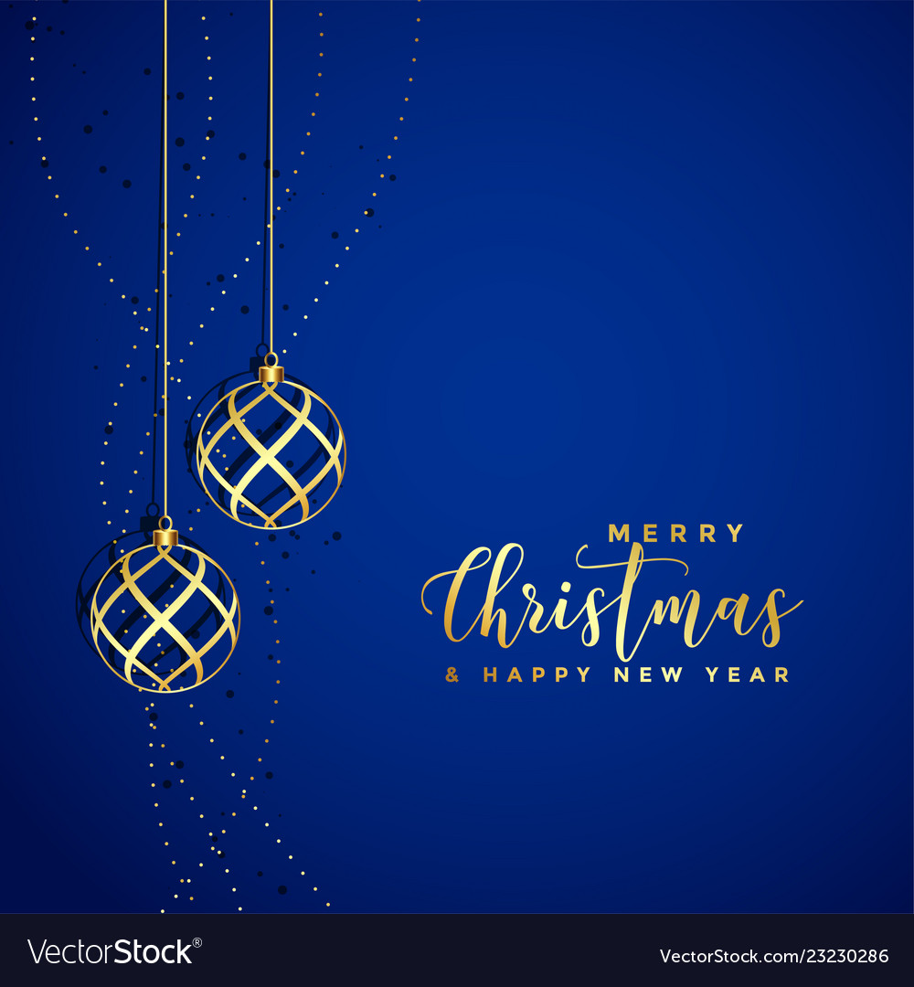 Beautiful blue background with golden christmas Vector Image