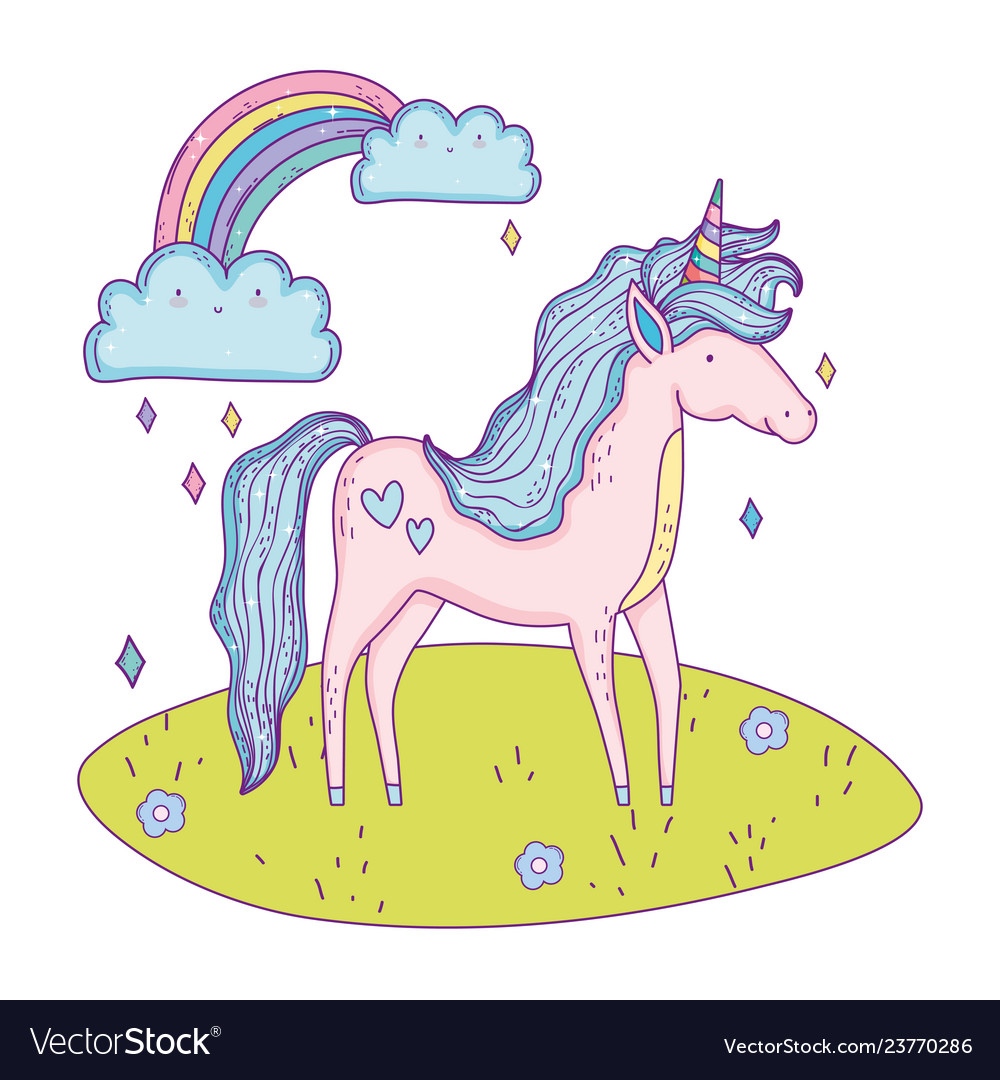 Beautiful little unicorn with rainbow Royalty Free Vector