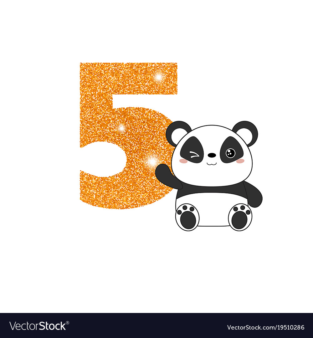 Birthday anniversary number with cute panda