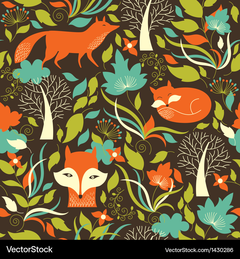Seamless pattern with a foxes Royalty Free Vector Image