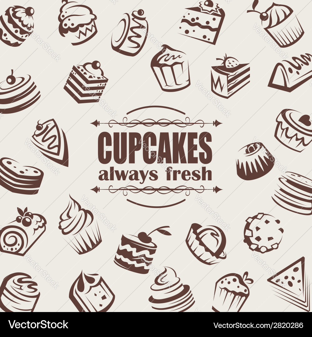 Set cakes Royalty Free Vector Image - VectorStock