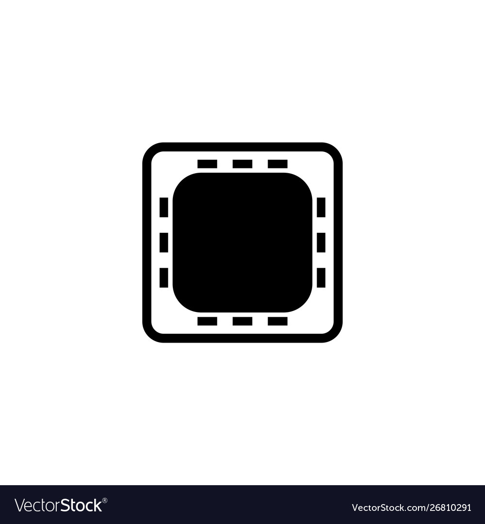 Cpu on motherboard hardware chip flat icon Vector Image