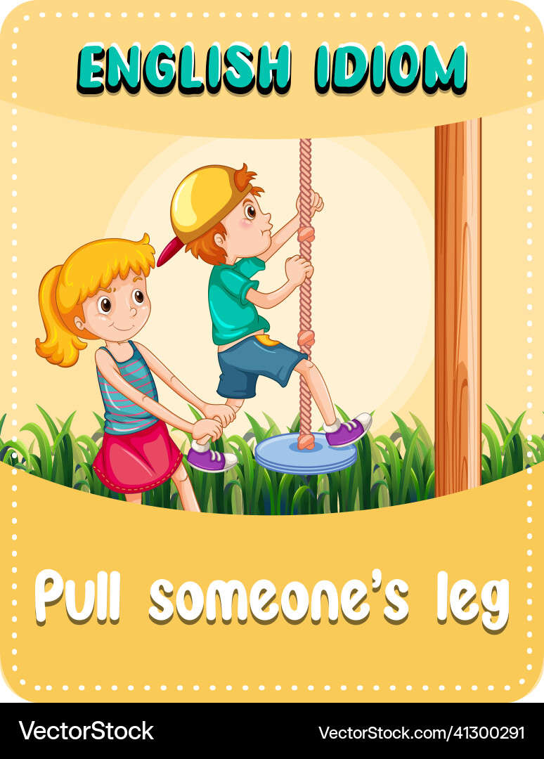 English idiom with picture description for pull Vector Image