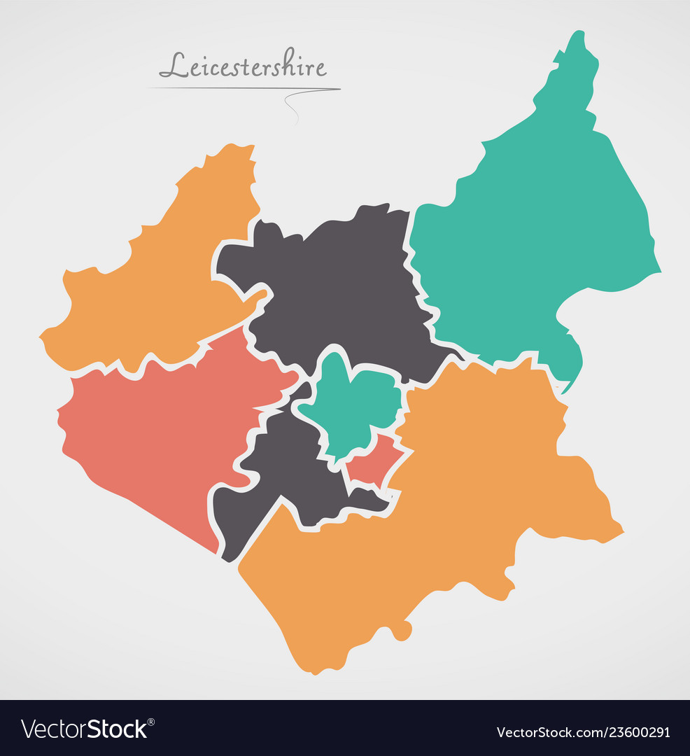 Leicestershire england map with states and modern Vector Image