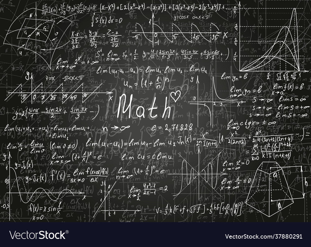 Mathematical Formulas Drawn Hand On A Black Vector Image