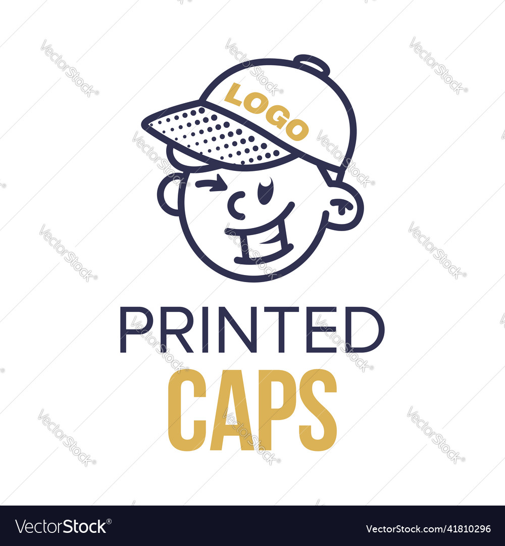 Boy in a cap sign funny logo template Royalty Free Vector