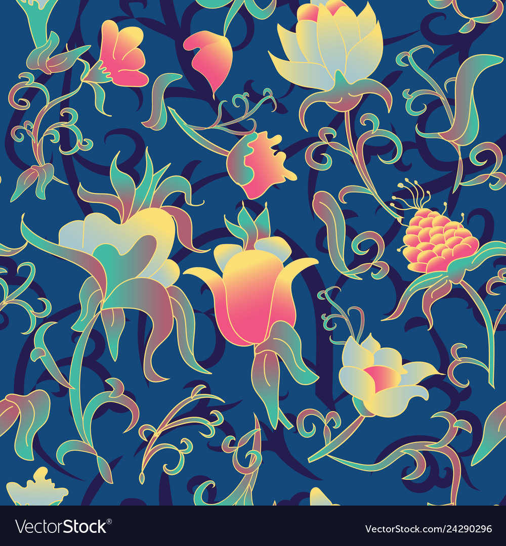 Floral Seamless Pattern Fantasy Art Deco Vector Image