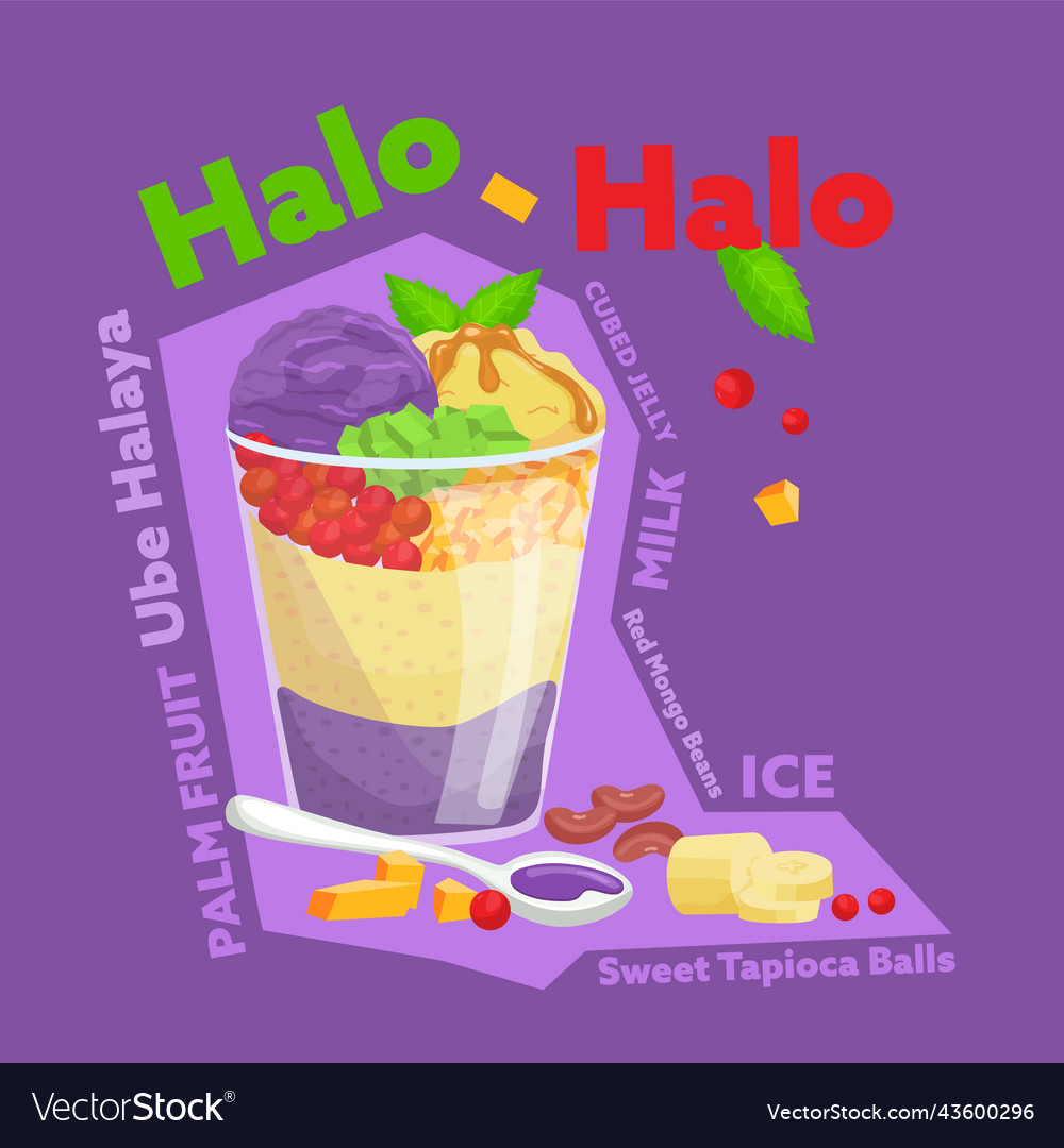 Halo traditional shaved ice milk Royalty Free Vector Image