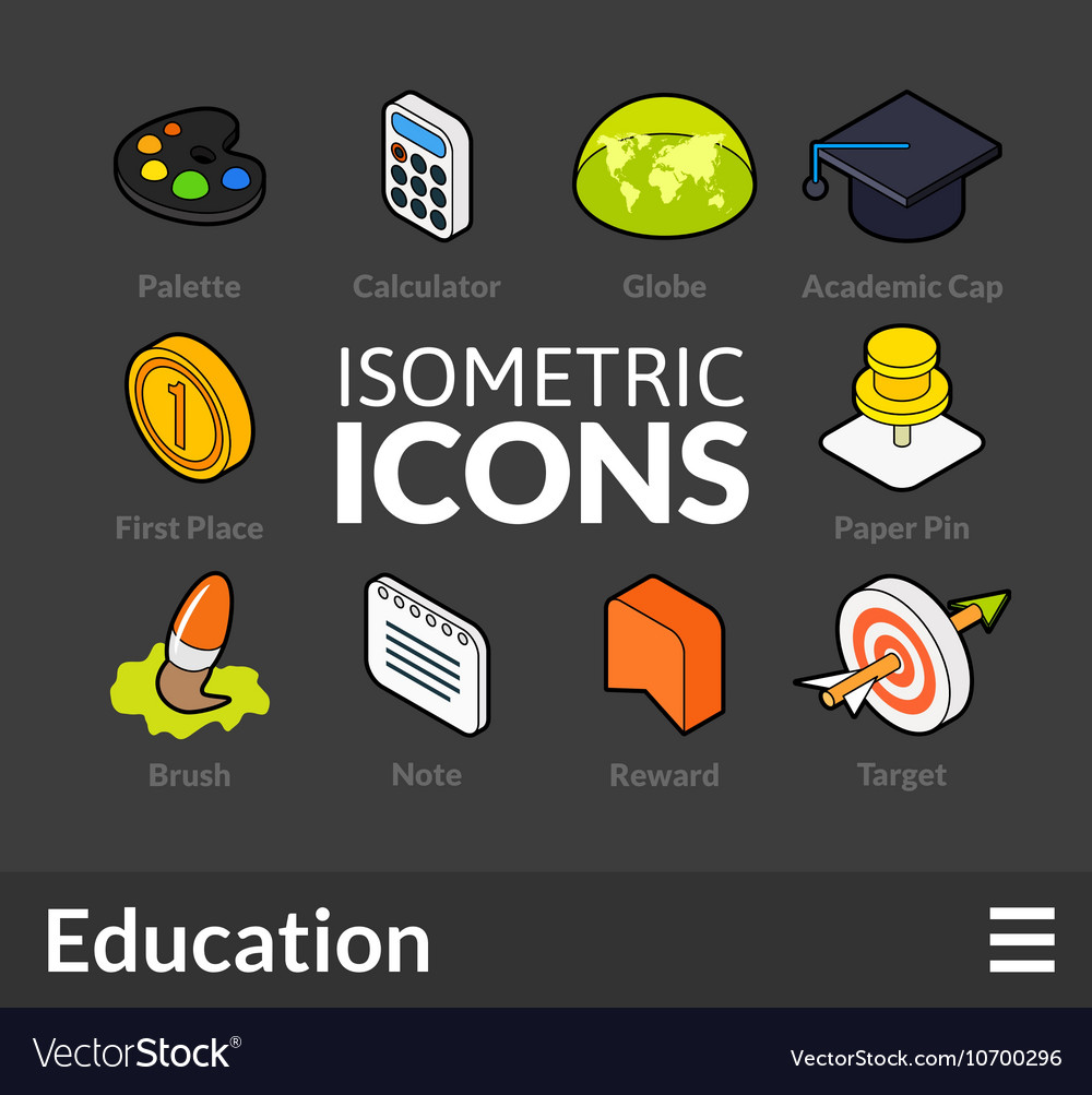 Isometric outline icons set 15