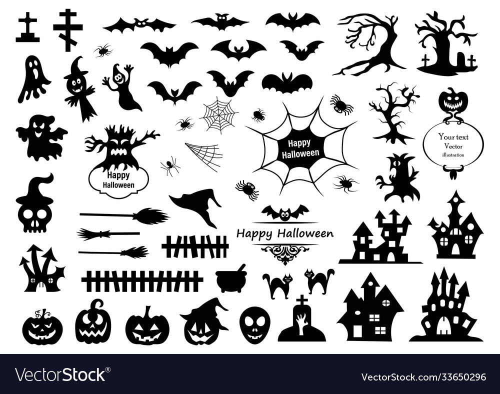 Set silhouettes halloween on a white Royalty Free Vector