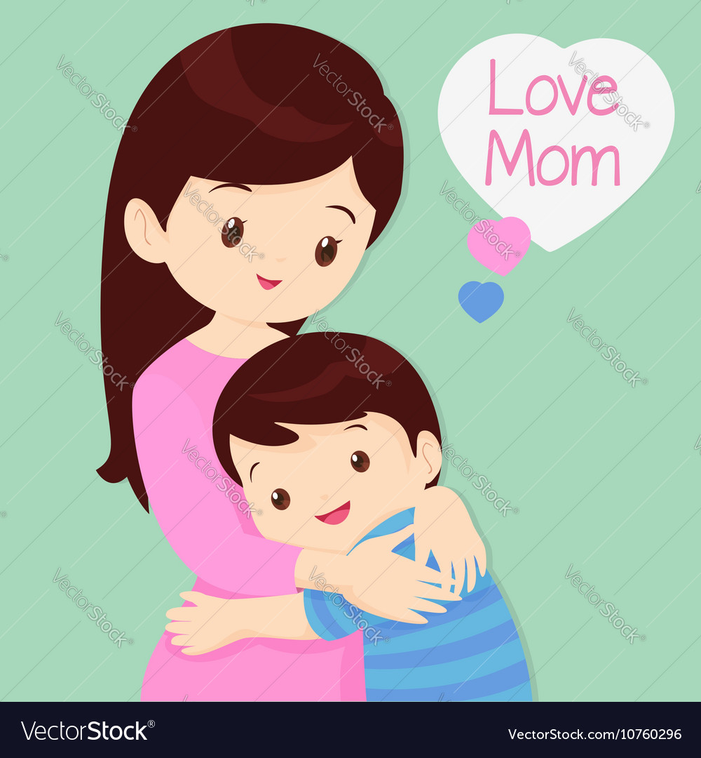 Son Hugging His Mother Royalty Free Vector Image