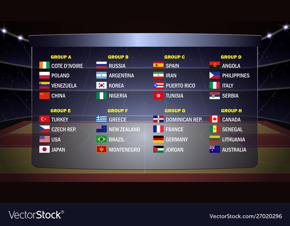 World basketball cup groups Royalty Free Vector Image