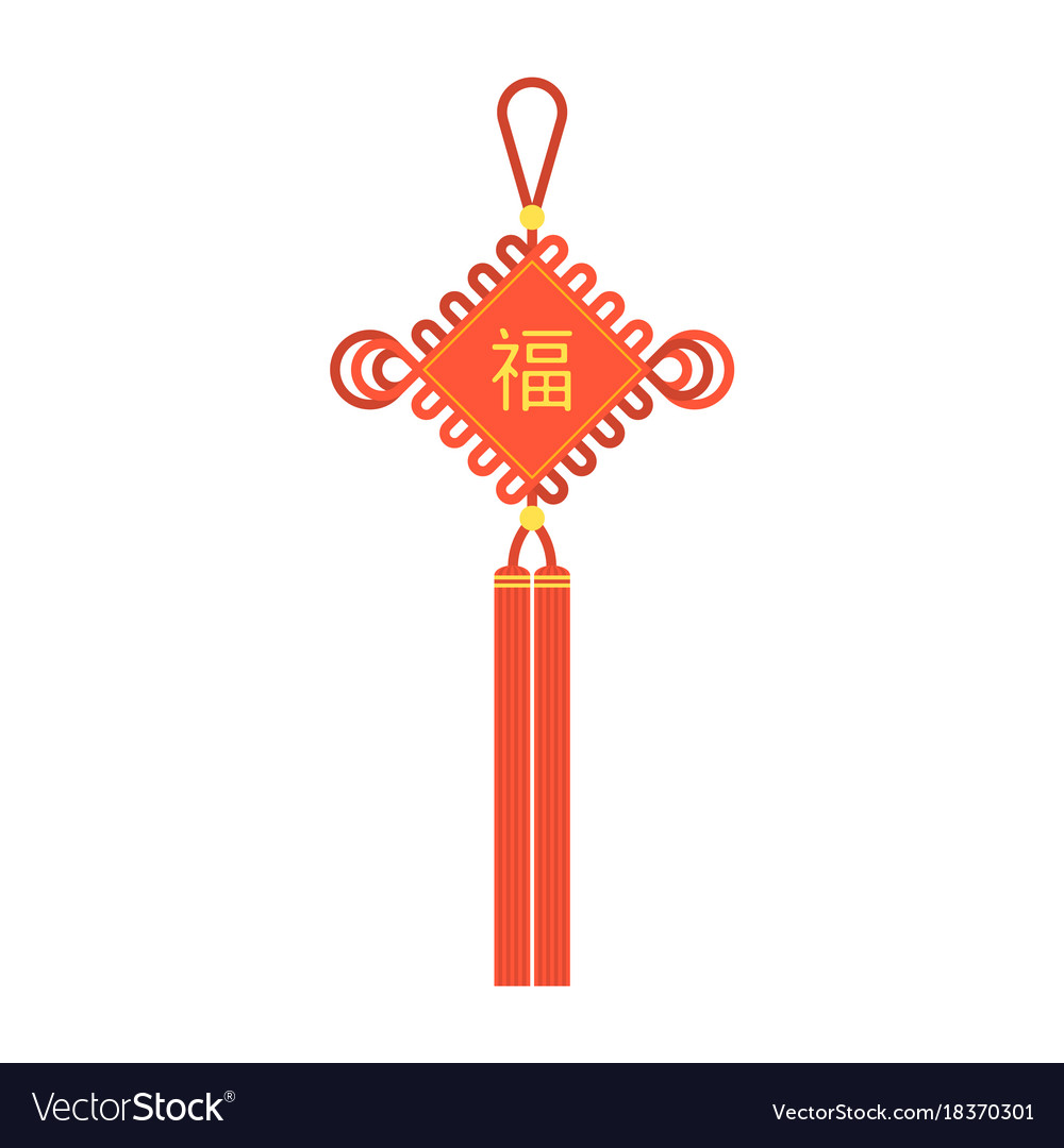 Chinese knot with tassel and character Royalty Free Vector